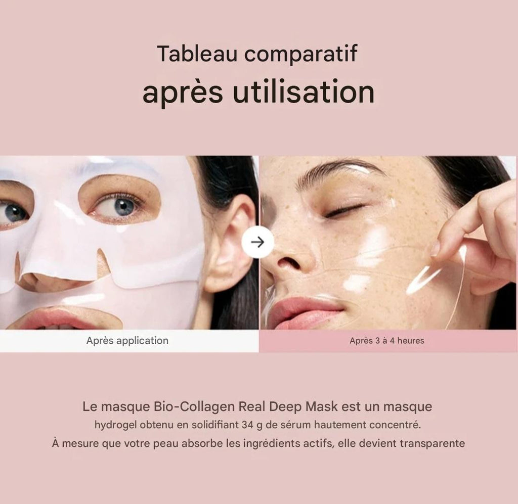 Masque Visage en Tissu au Collagène – Anti-Rides & Liftant Nuit – Bio-Collagène Intensif