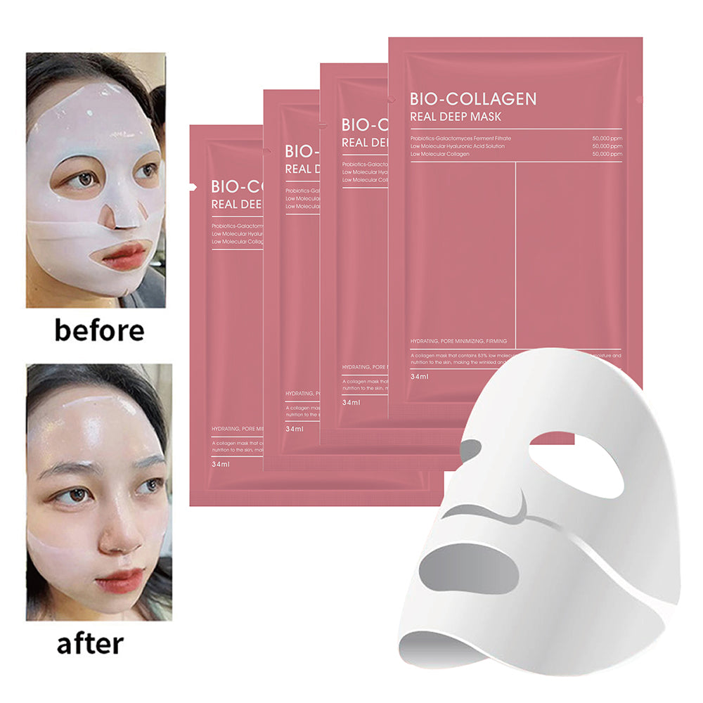 Masque Visage en Tissu au Collagène – Anti-Rides & Liftant Nuit – Bio-Collagène Intensif