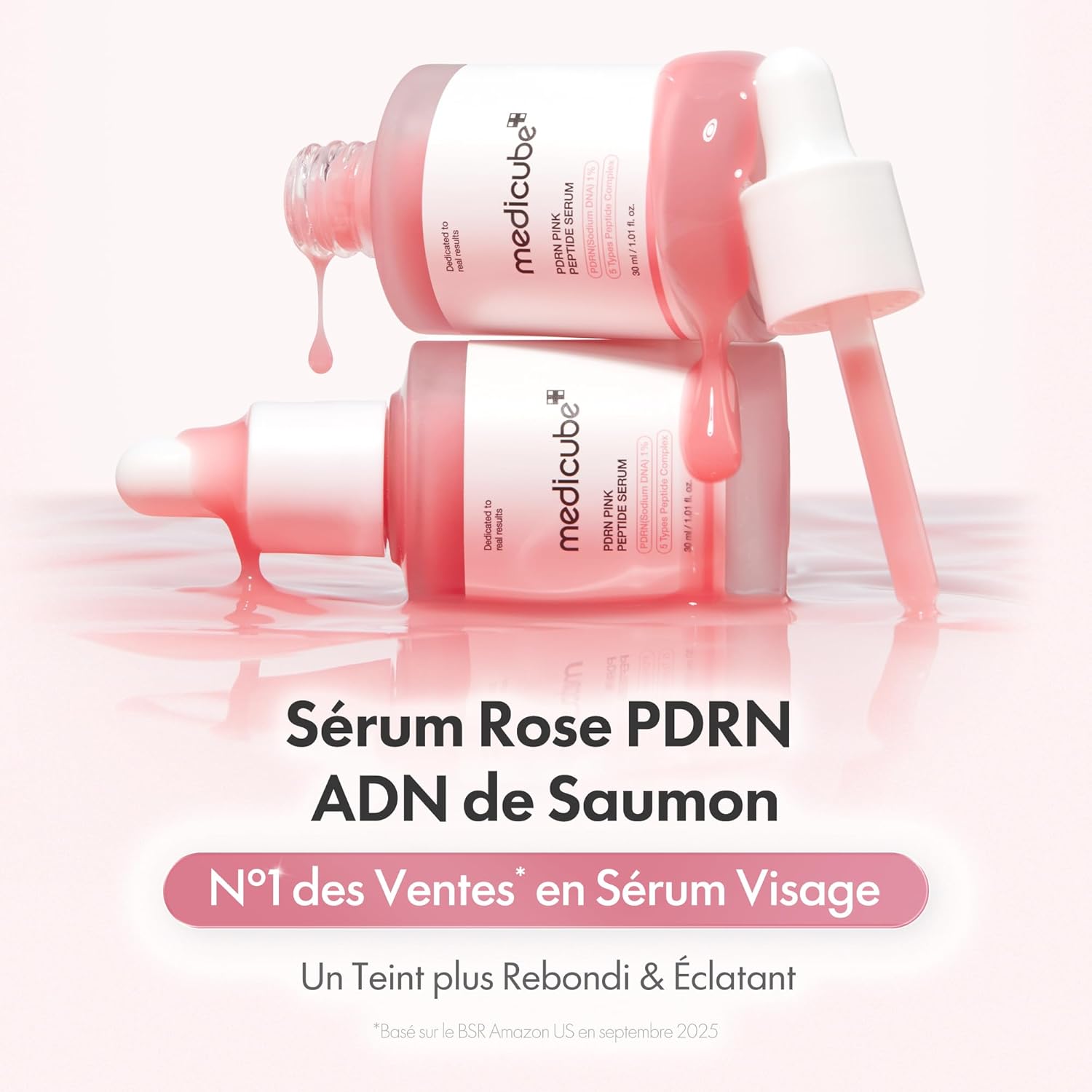 medicube Sérum Con Péptido Rosa Salmon Dna Pdrn, Sérum Pink Glow, Péptido, Niacinamida, Hidratante Y Reafirmante, 1,01 Fl.Oz. (1,01 Fl.Oz., Salmon Dna Pdrn)