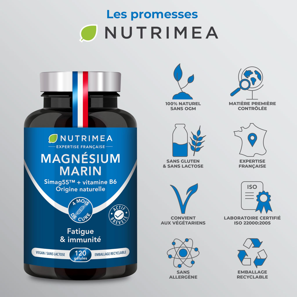 Magnésium Marin et Vitamine B6 – 120 Gélules Nutrimea