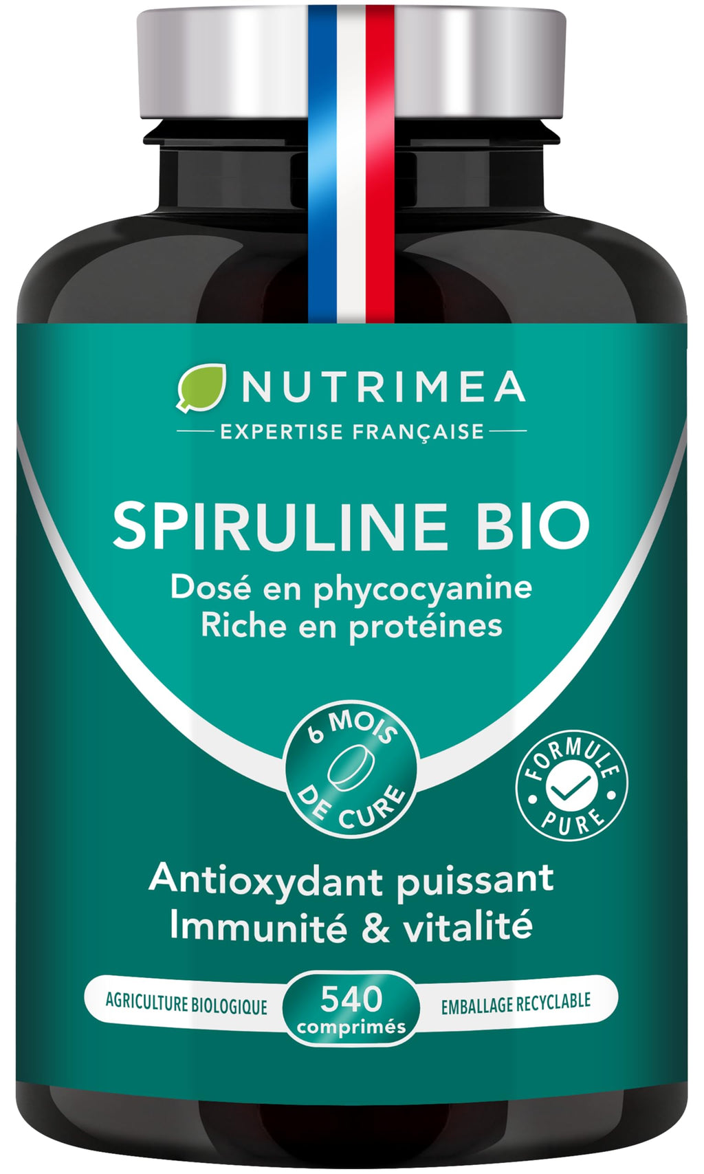 Spiruline Bio – 180 Comprimés – Complément Alimentaire – Nutrimea