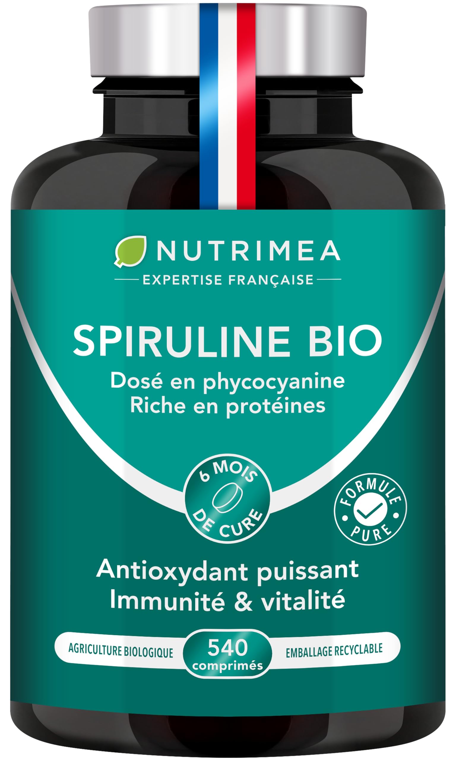 Spiruline Bio – 180 Comprimés – Complément Alimentaire – Nutrimea