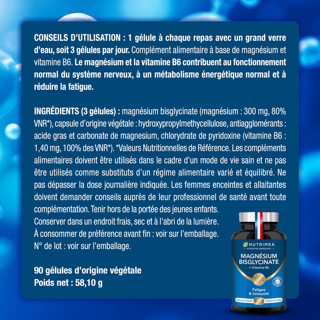 Magnésium Marin et Vitamine B6 – 120 Gélules Nutrimea