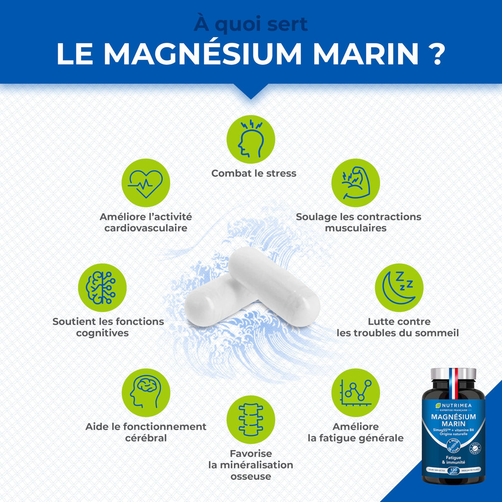 Magnésium Marin et Vitamine B6 – 120 Gélules Nutrimea